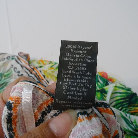 Vince Camuto Tropical Floral Kimono Open Green Orange Women One Size Tassel - Picture 6 of 10